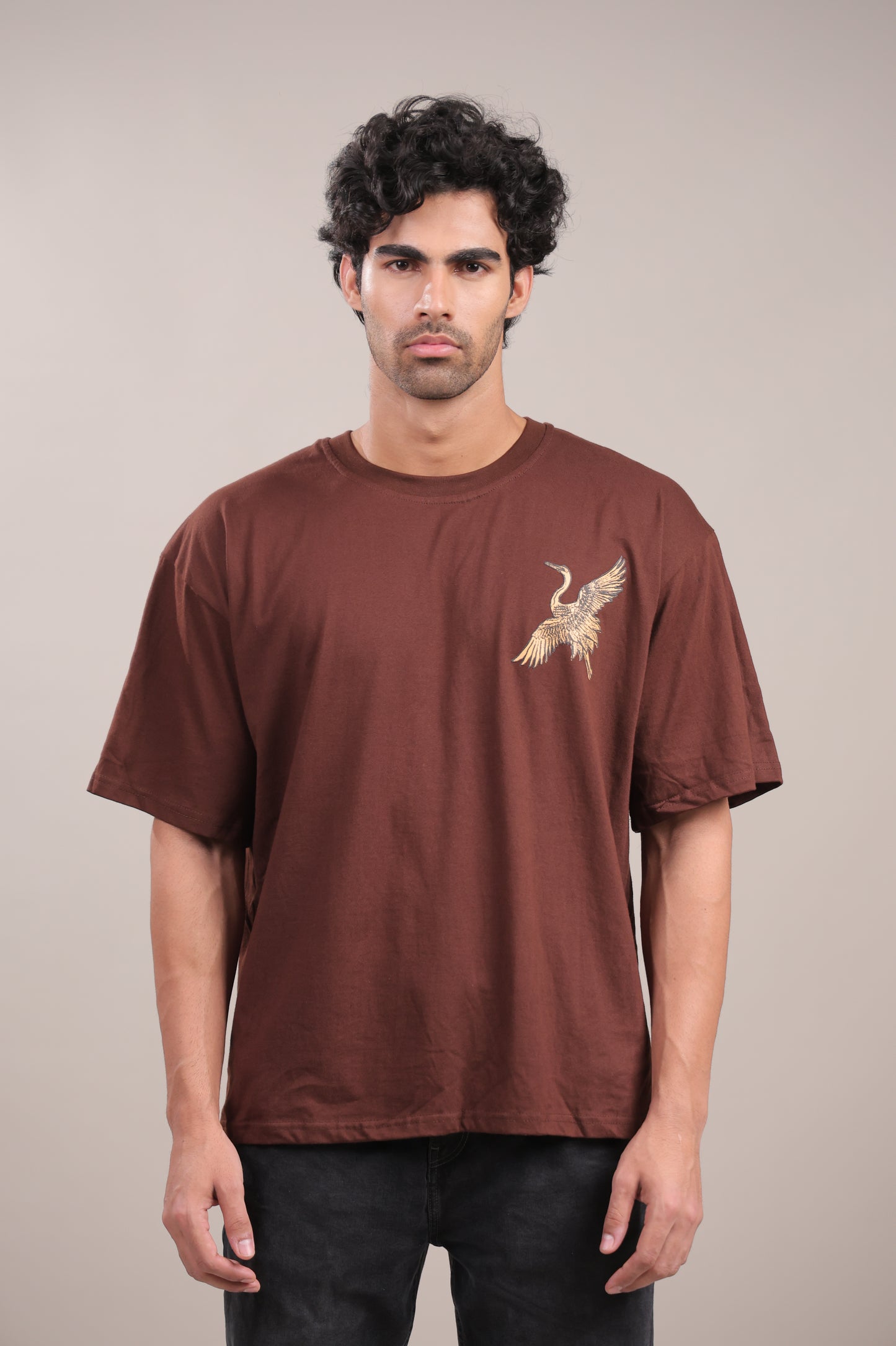 Chhaap – Brown Dove Printed T-Shirt