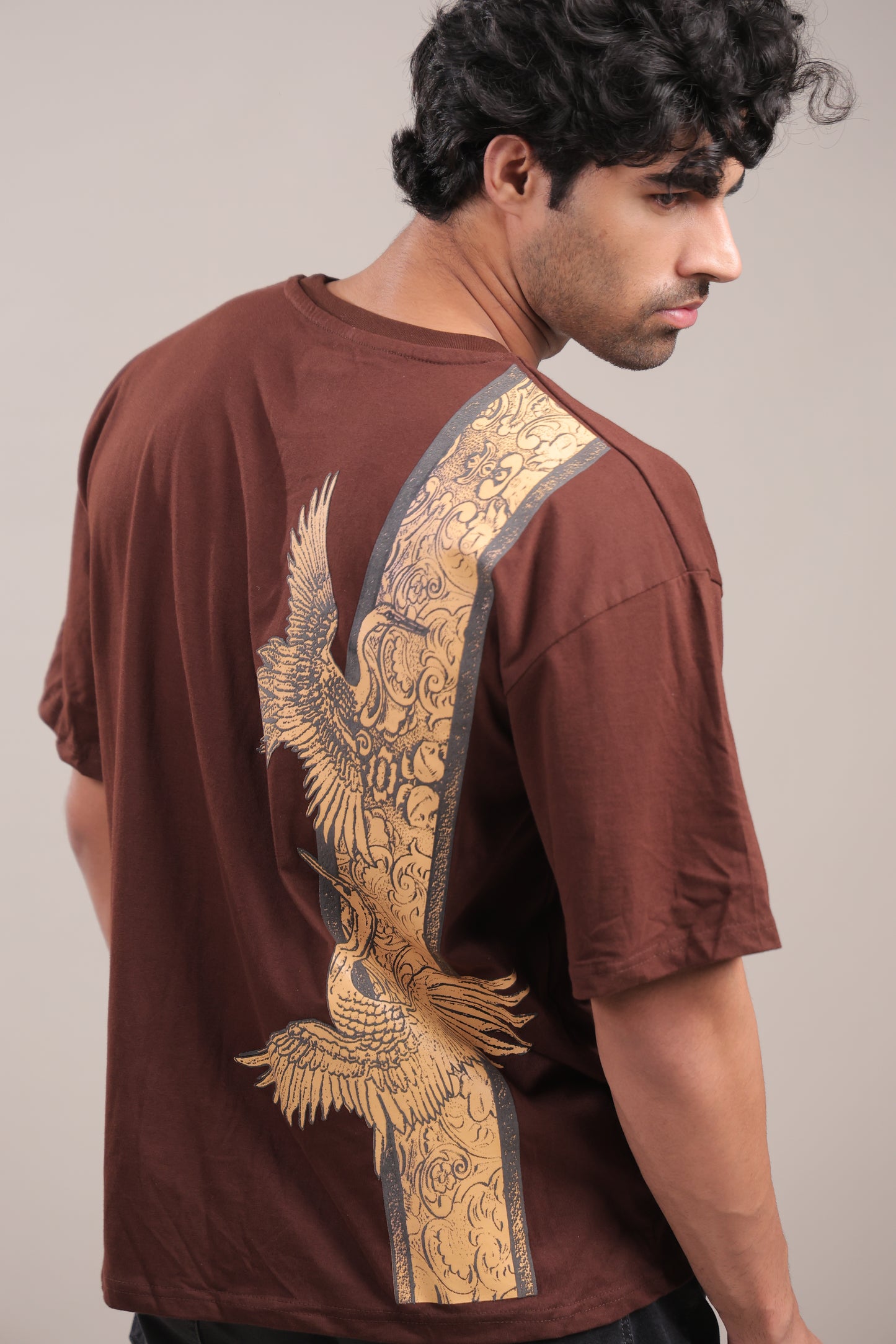 Chhaap – Brown Dove Printed T-Shirt
