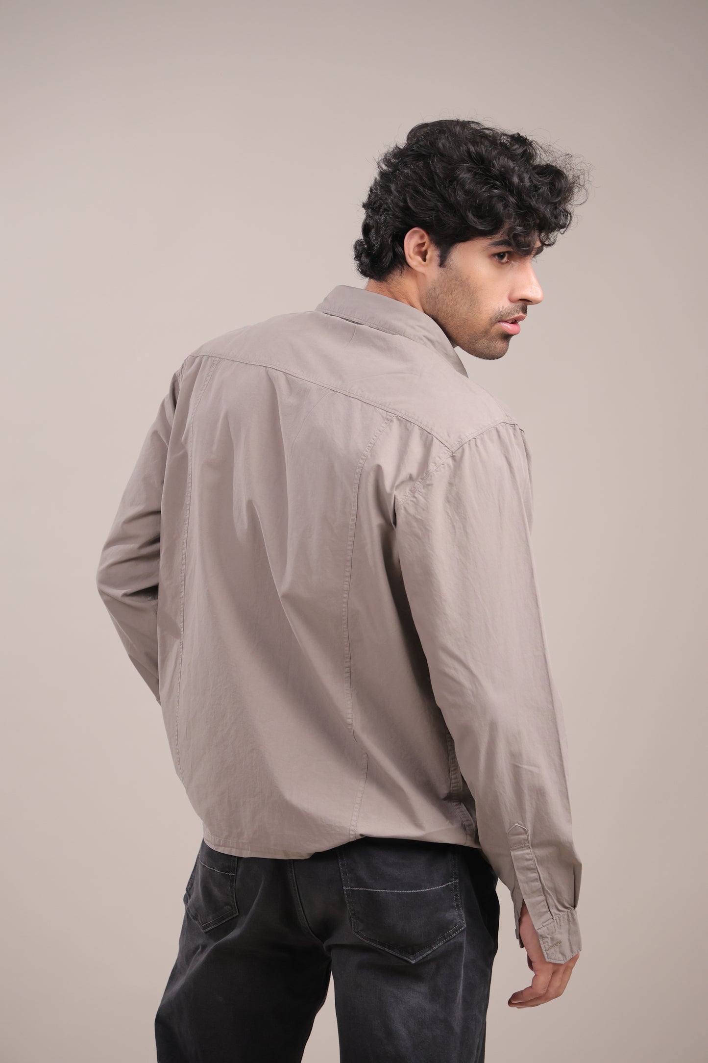 Prakriti – Grey Embroidered Recycled Shirt