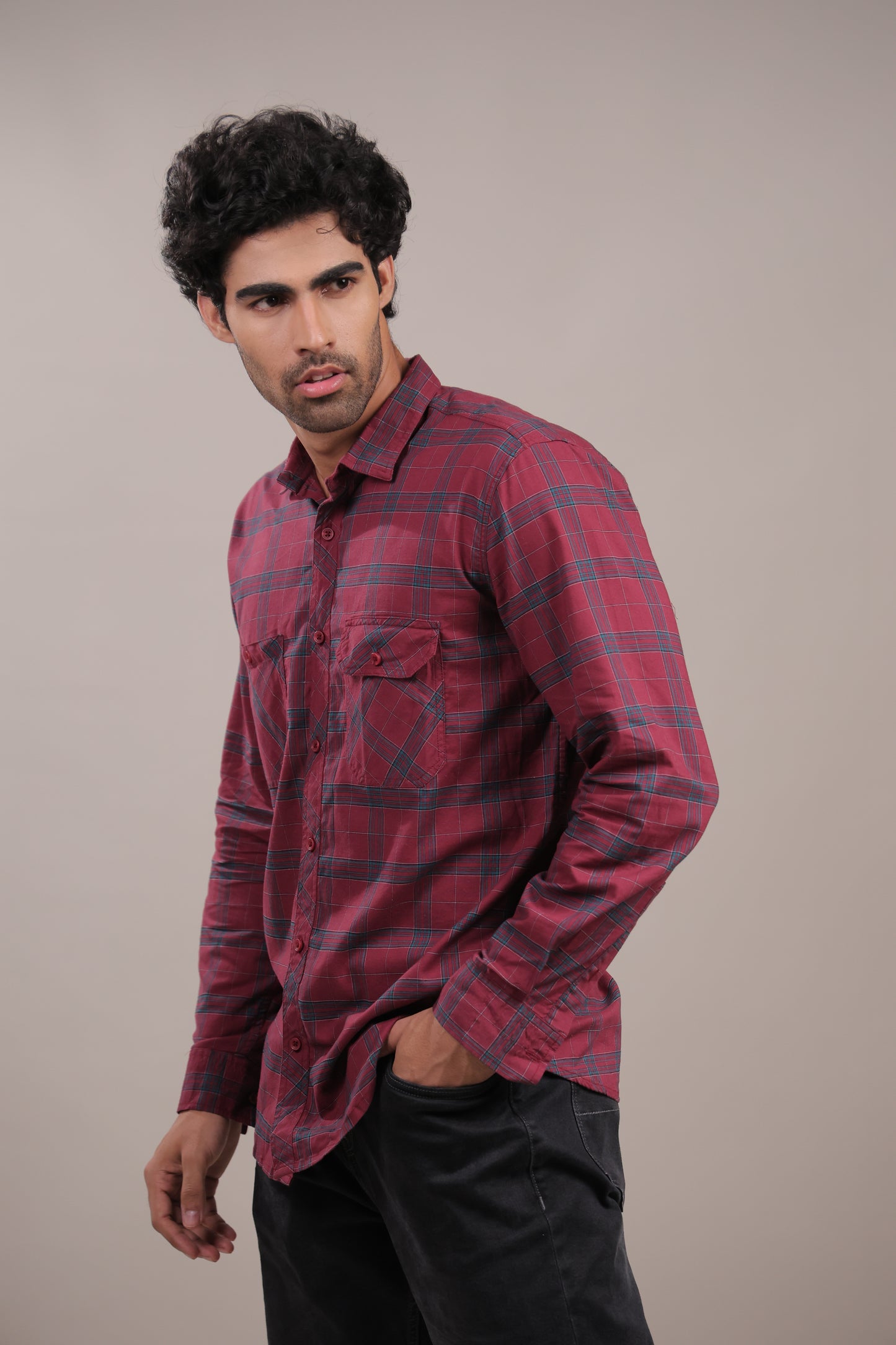 Manthan – Checkered Shirt (Red)
