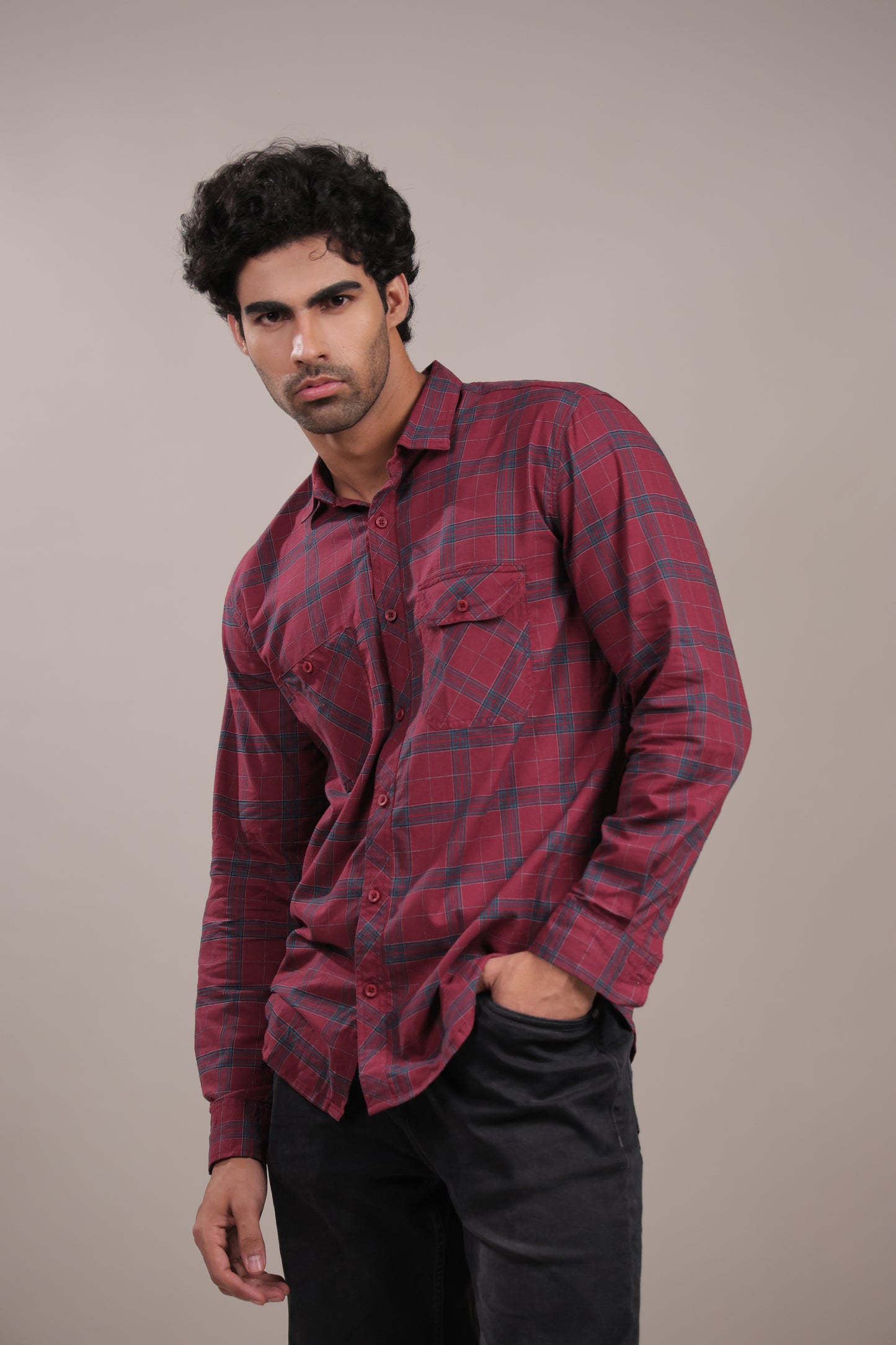 Manthan – Checkered Shirt (Red)
