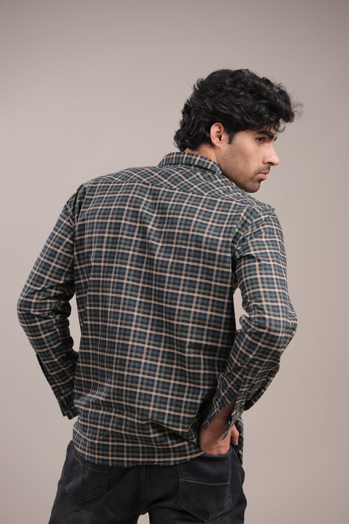 Manthan – Checkered Shirt (Dark Green)