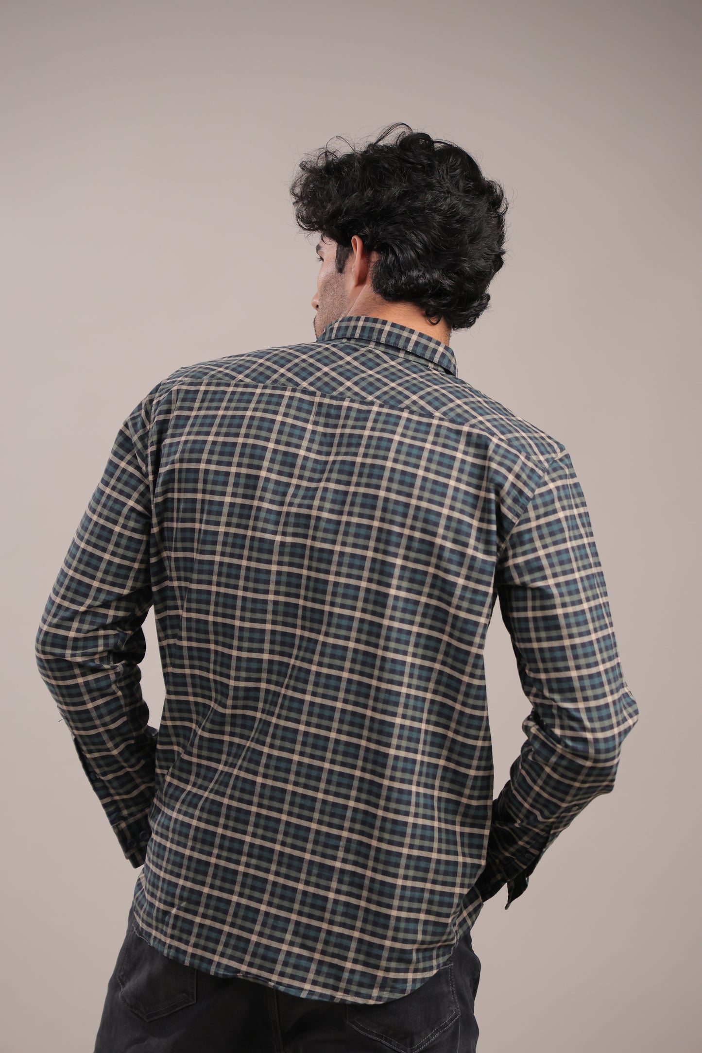 Manthan – Checkered Shirt (Dark Green)