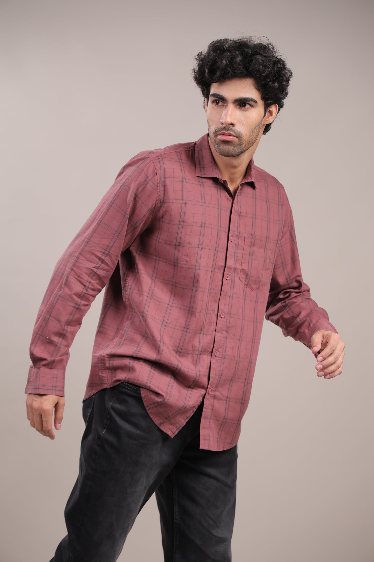 Manthan – Checkered Shirt (Brick Red)