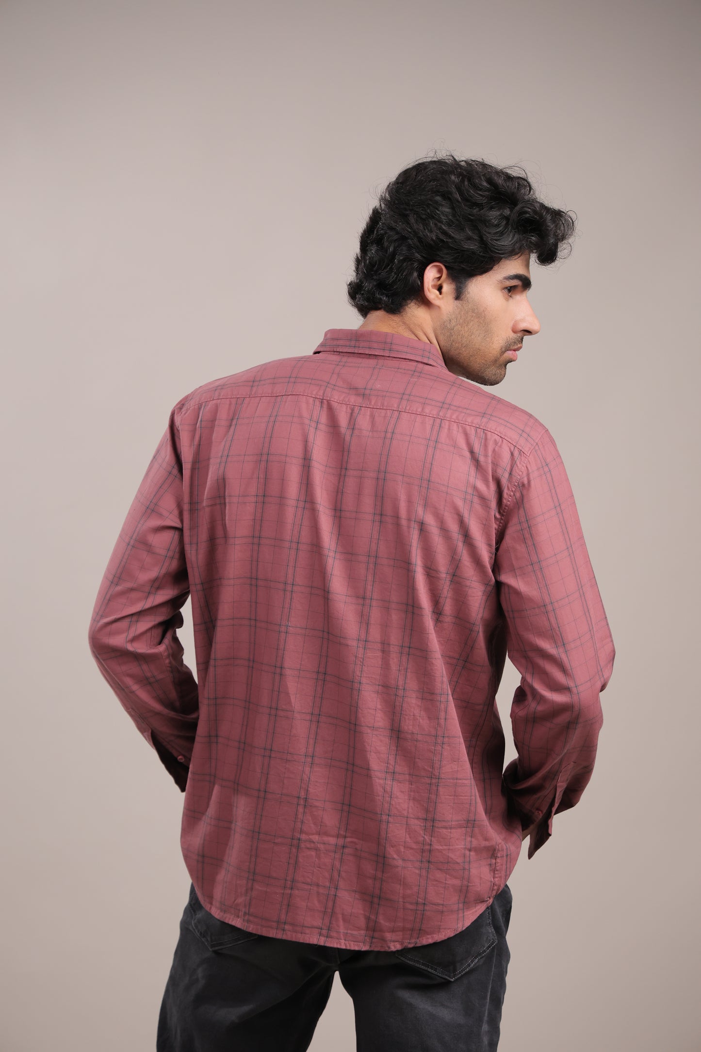 Manthan – Checkered Shirt (Brick Red)