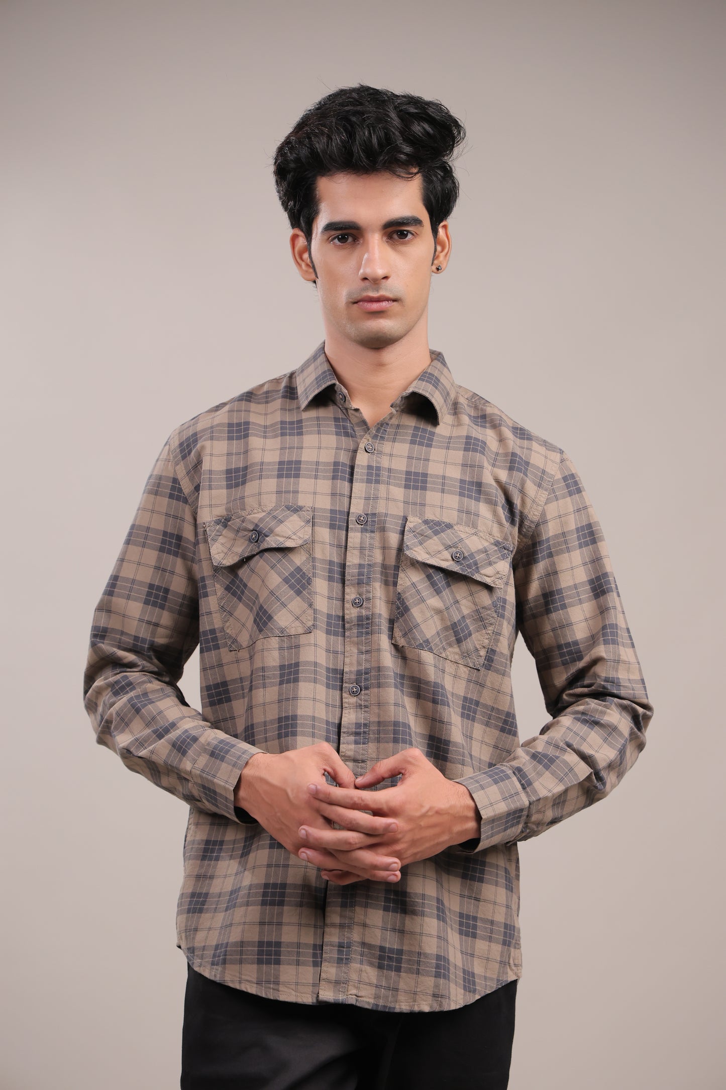 Manthan – Checkered Shirt (Beige)