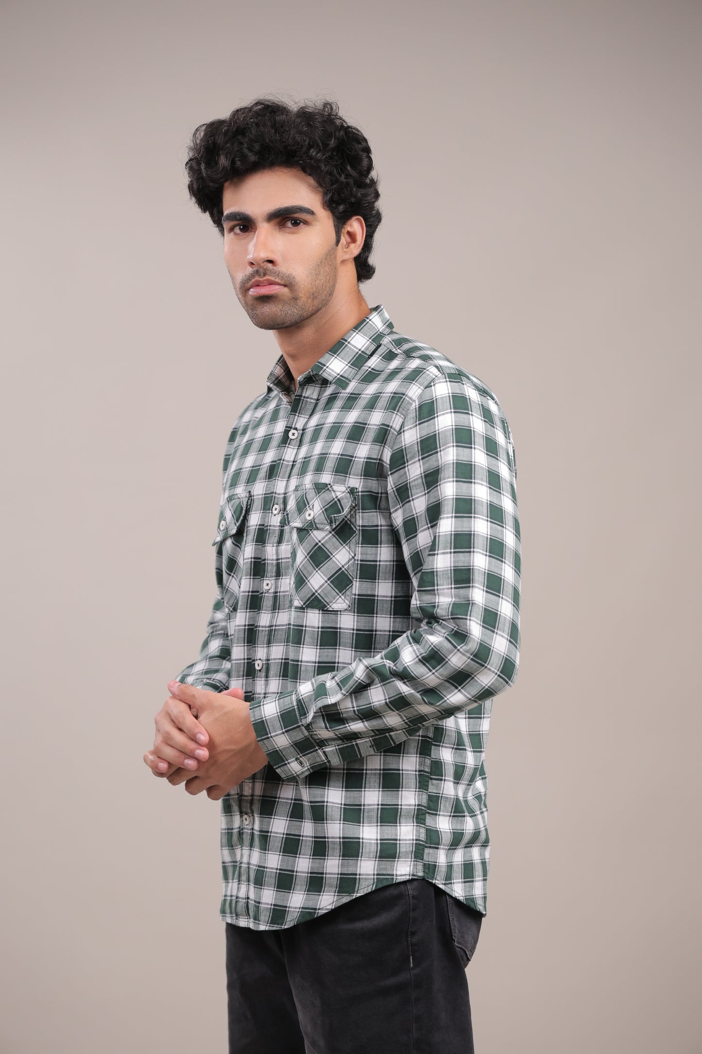 Manthan – Checkered Shirt (Green-White)