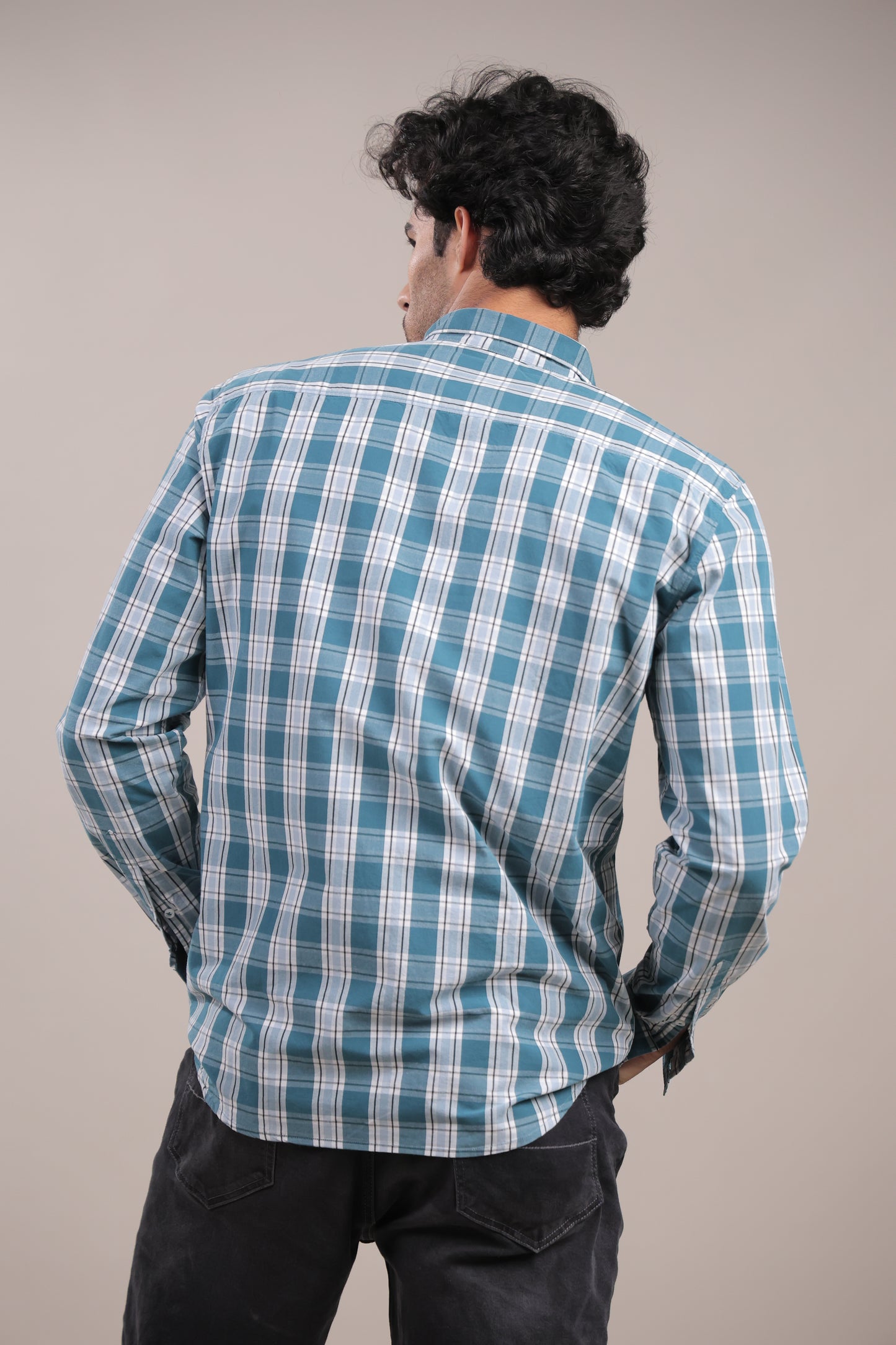Manthan – Checkered Shirt (Light Blue-White)