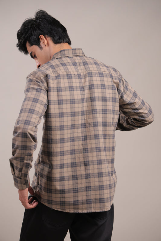 Manthan – Checkered Shirt (Beige) - Binioz