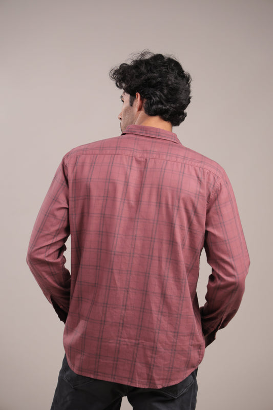 Manthan – Checkered Shirt (Brick Red) - Binioz
