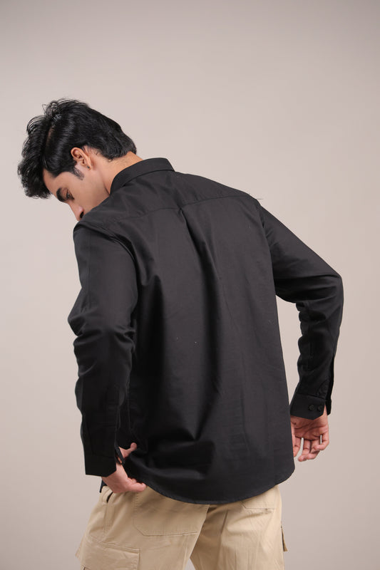 Niyam – Plain Black Oxford Shirt - Binioz