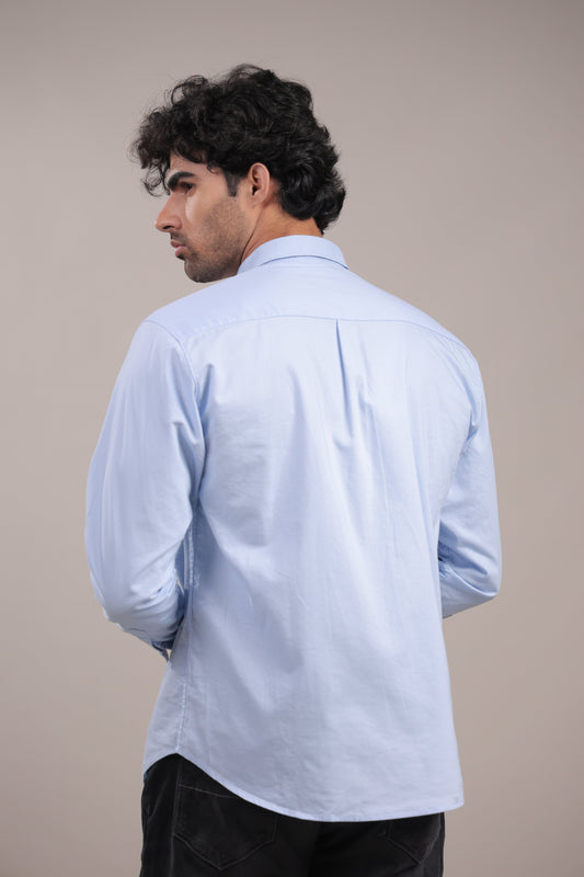 Niyam – Plain Light Blue Oxford Shirt - Binioz