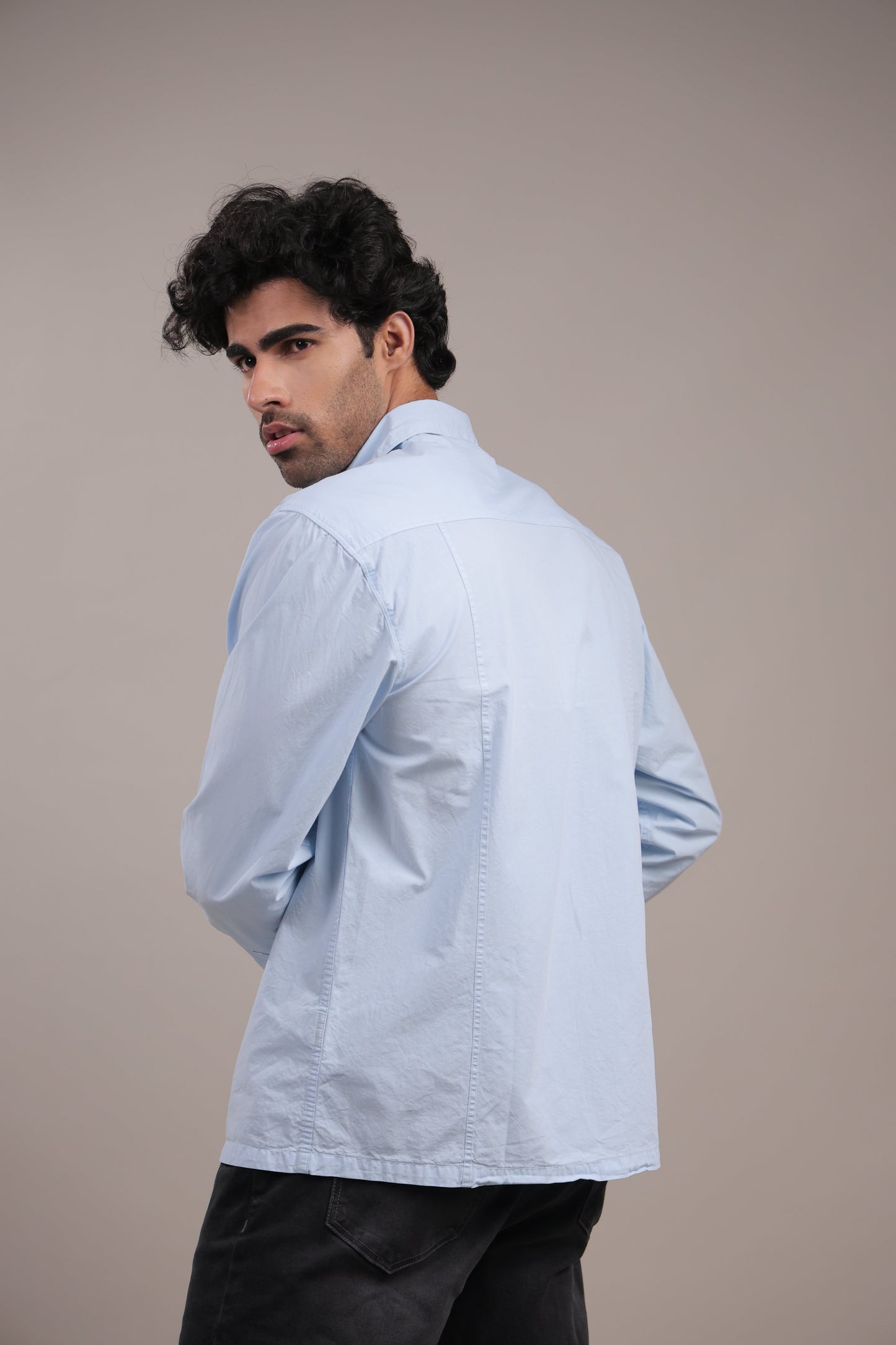 Prakriti – Light Blue Embroidered Recycled Shirt - Binioz