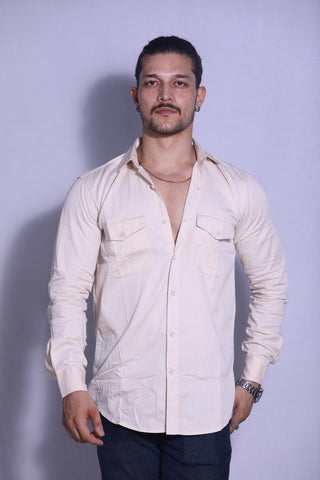 Cream Double Pocket Shirt