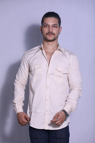 Cream Double Pocket Shirt