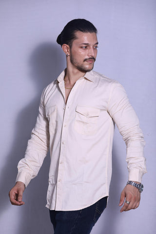 Cream Double Pocket Shirt