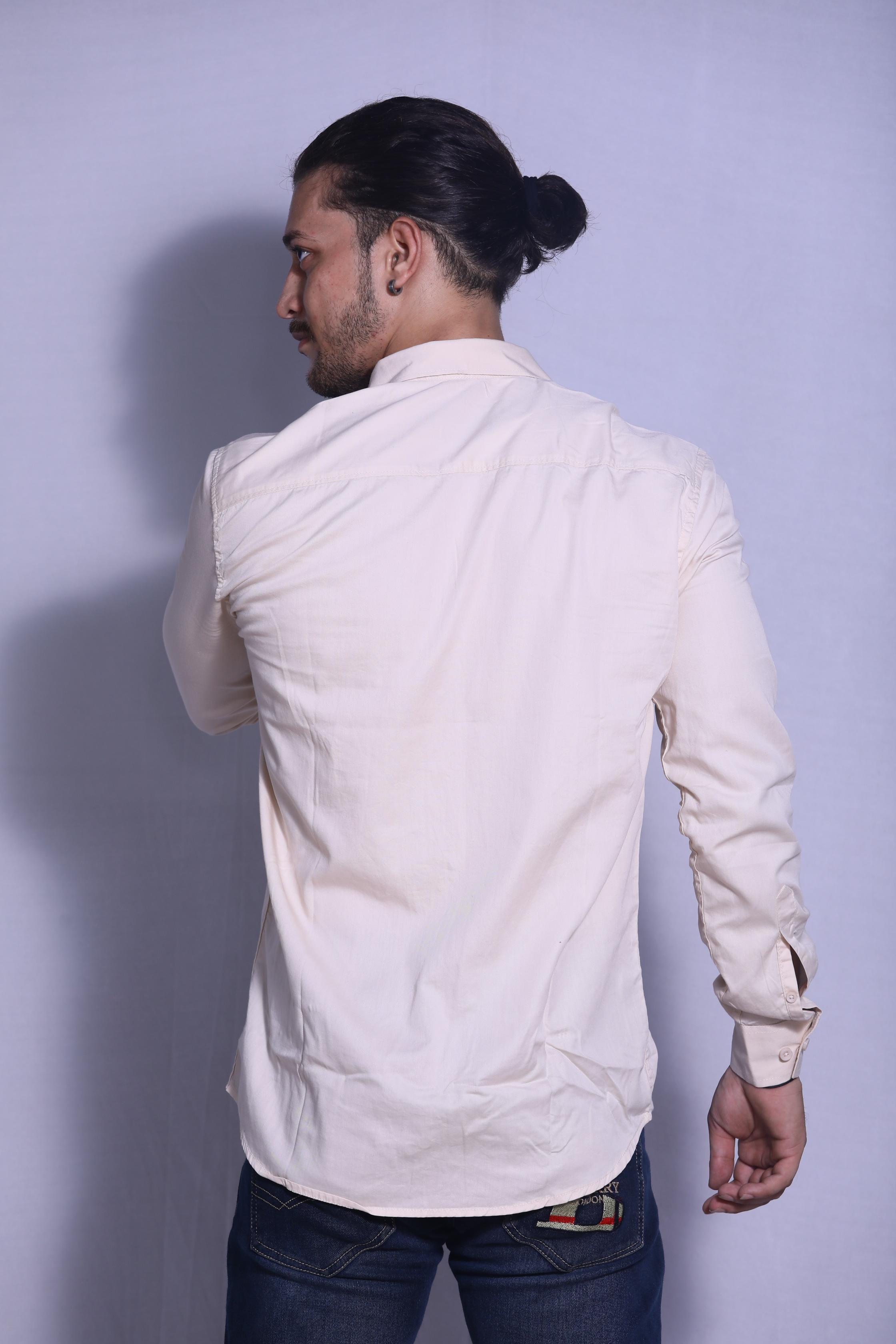 Cream Double Pocket Shirt