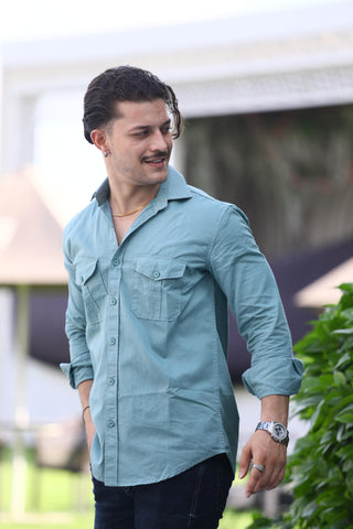 Turquoise Double Pocket Shirt