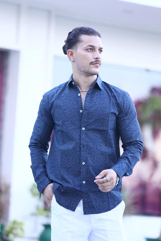 Dark Blue Print Shirt