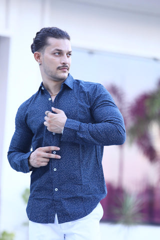 Dark Blue Print Shirt