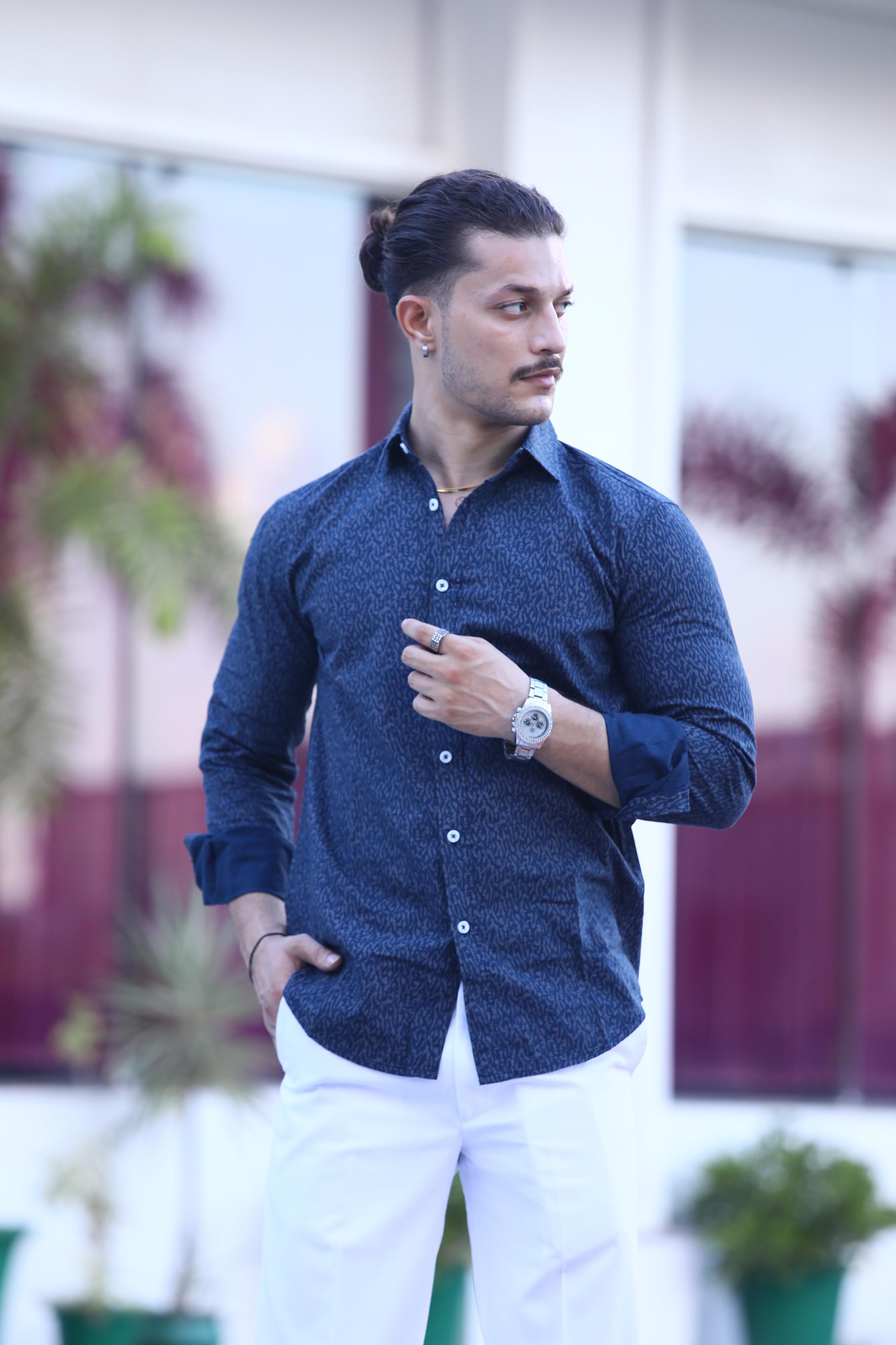 Dark Blue Print Shirt