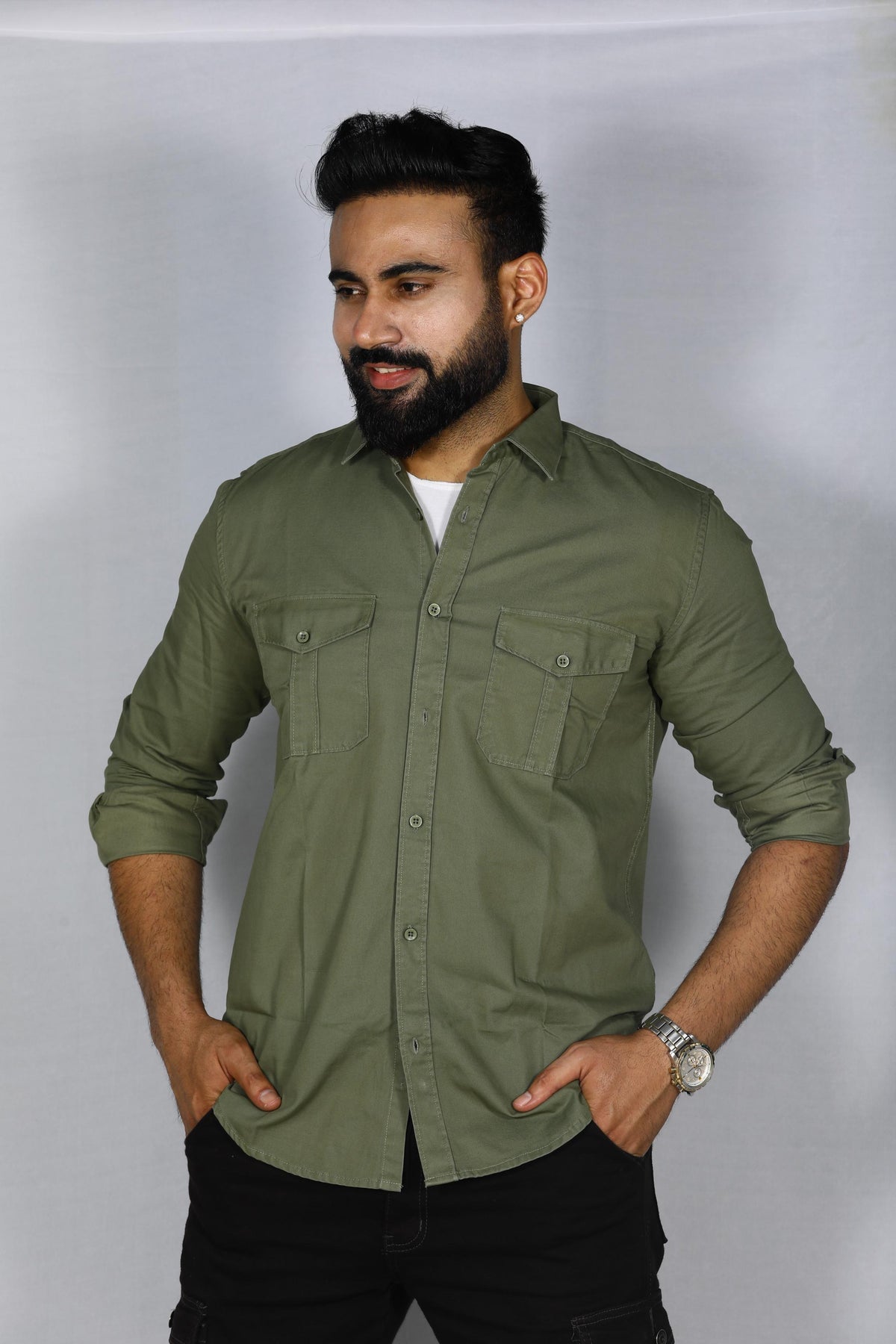 Green Double Pocket Shirt