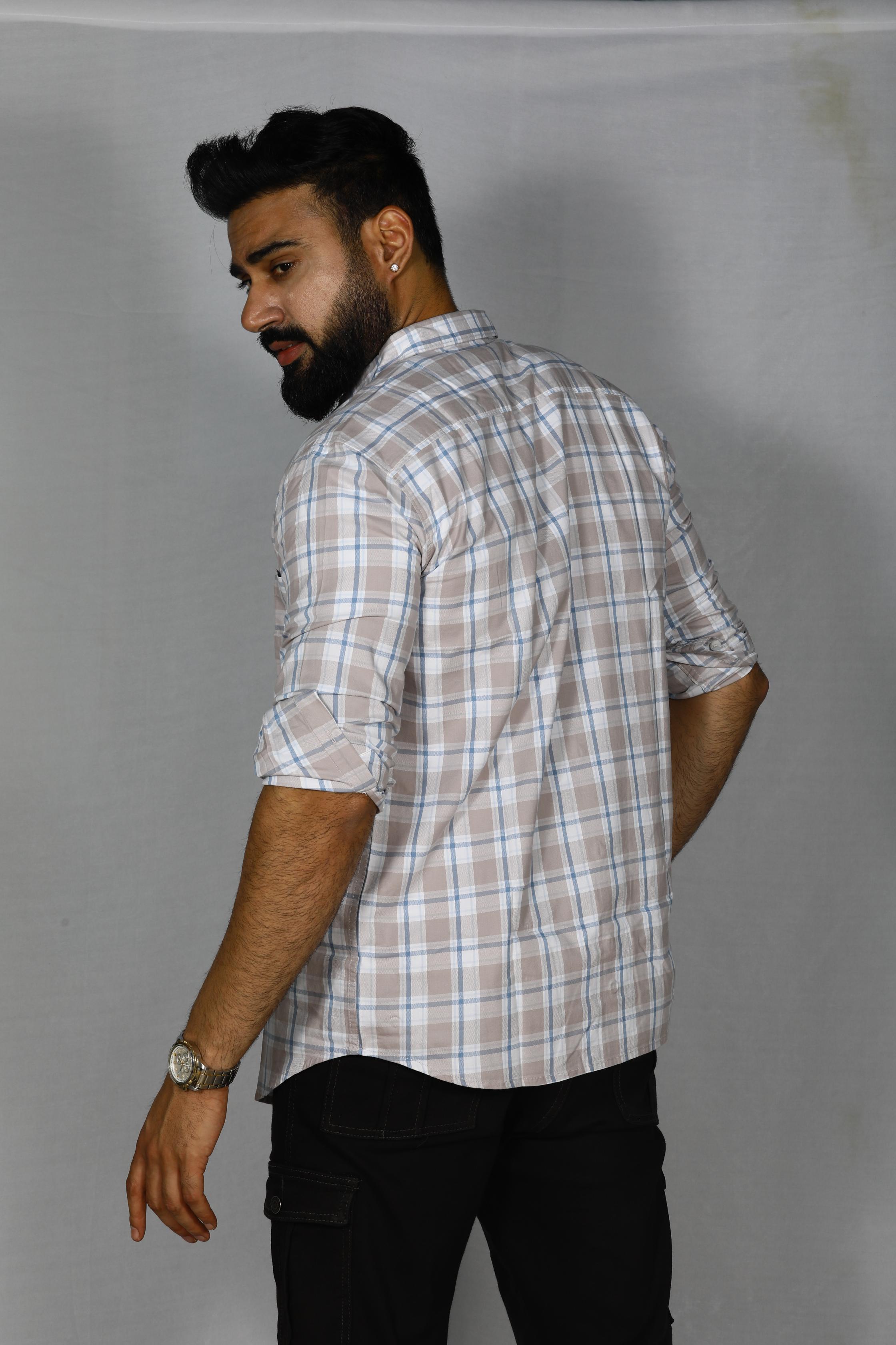 Crayola Peach Check Shirt With Blue Lining