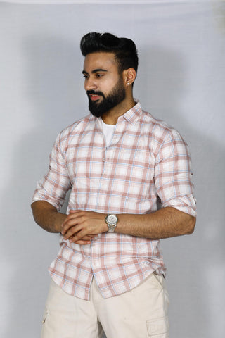 Peach Check Shirt