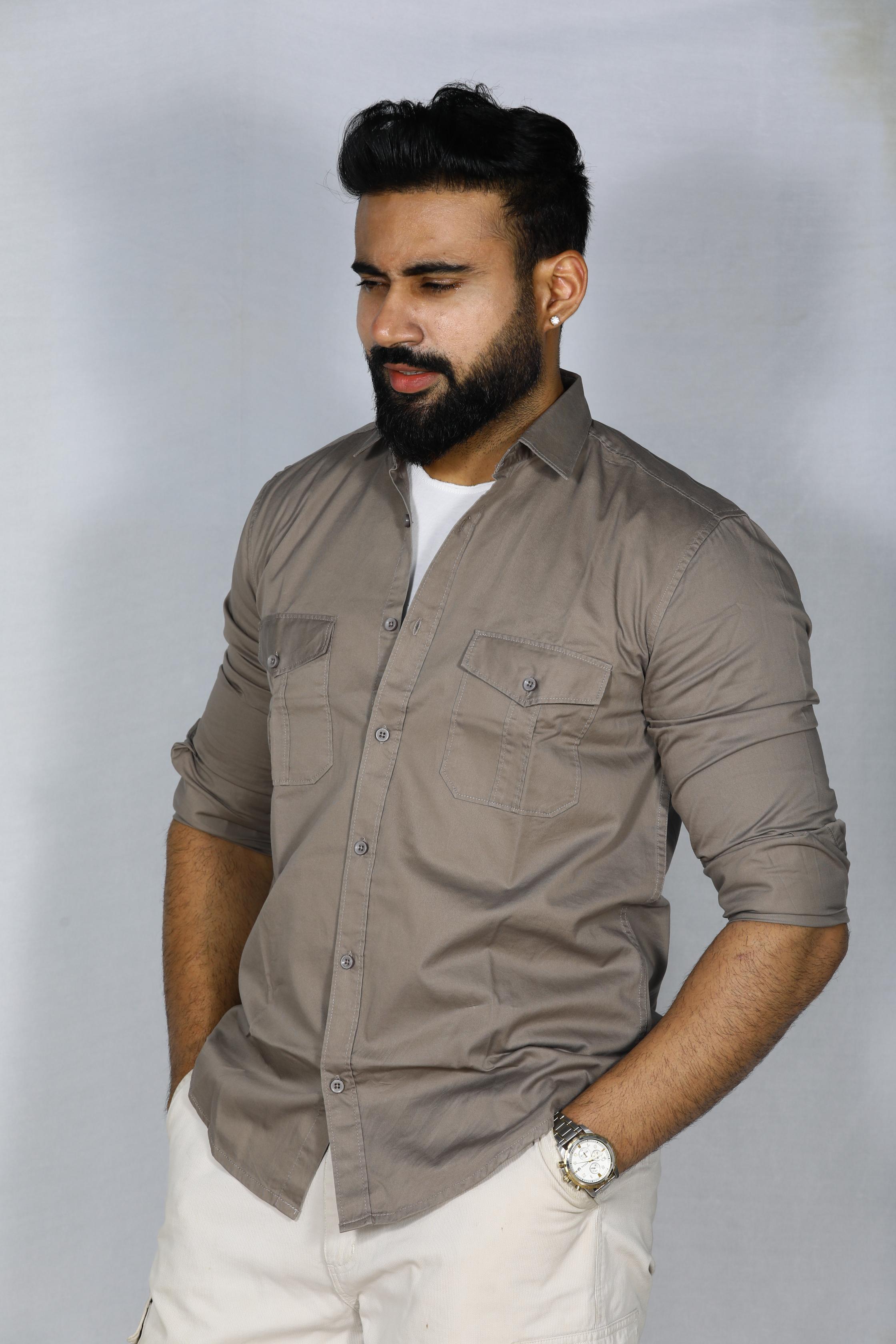 Taupe Double Pocket Shirt