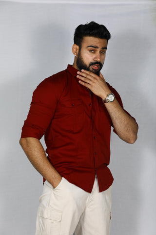 Red Double Pocket Shirt