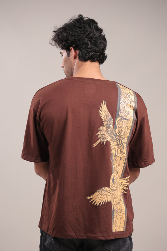 Chhaap – Brown Dove Printed T-Shirt