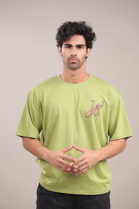 Chhaap – Green Dove Printed T-Shirt