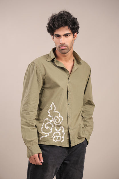 Prakriti – Green Embroidered Recycled Shirt