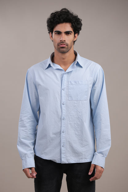 Prakriti – Light Blue Embroidered Recycled Shirt