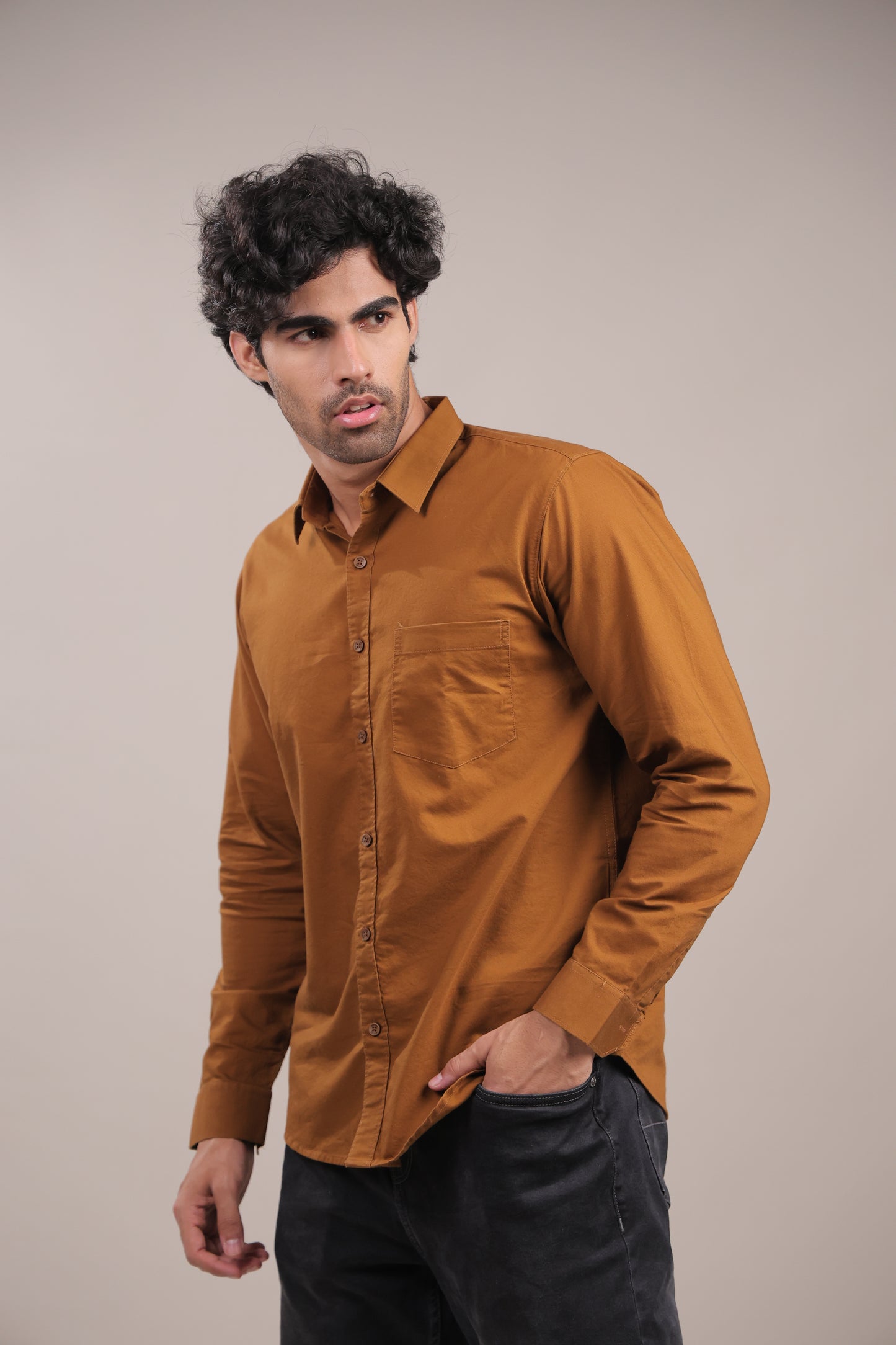 Niyam – Plain Brown Oxford Shirt