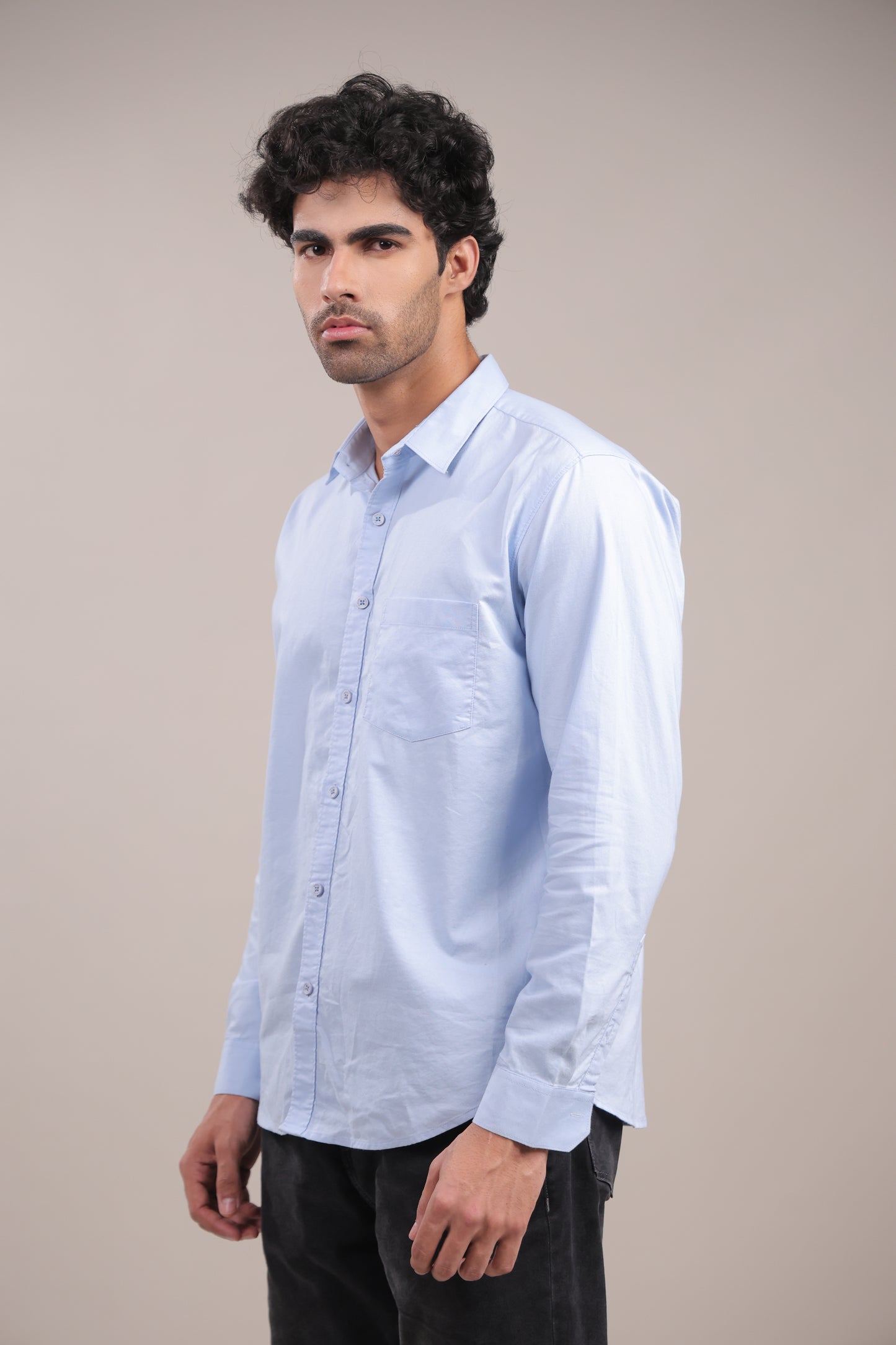 Niyam – Plain Light Blue Oxford Shirt