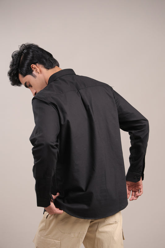 Niyam – Plain Black Oxford Shirt