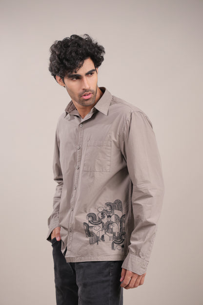 Prakriti – Grey Embroidered Recycled Shirt