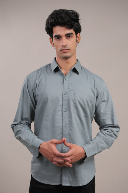 Niyam – Plain Light Grey Oxford Shirt