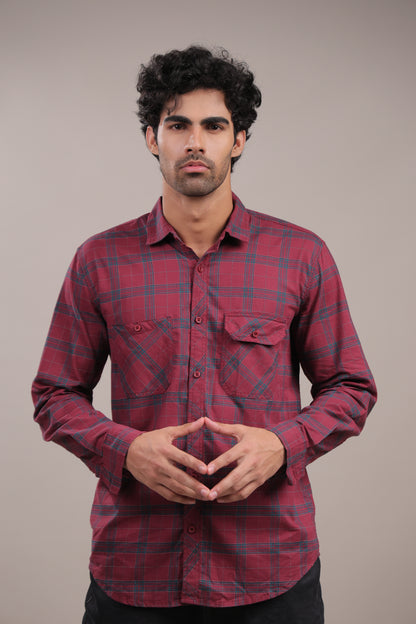Manthan – Checkered Shirt (Red)