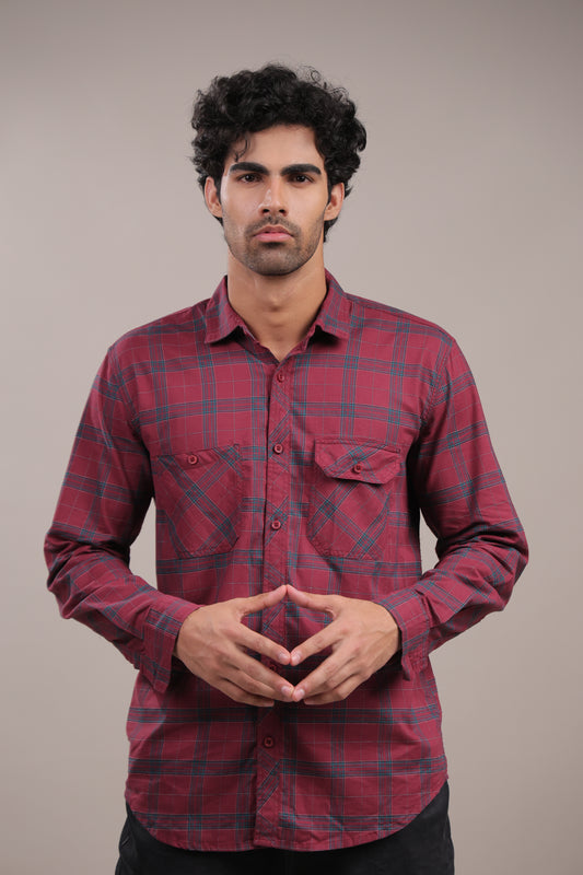 Manthan – Checkered Shirt (Red)