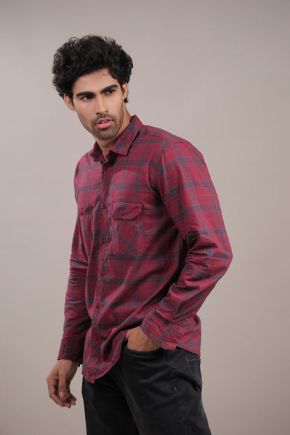 Manthan – Checkered Shirt (Red)
