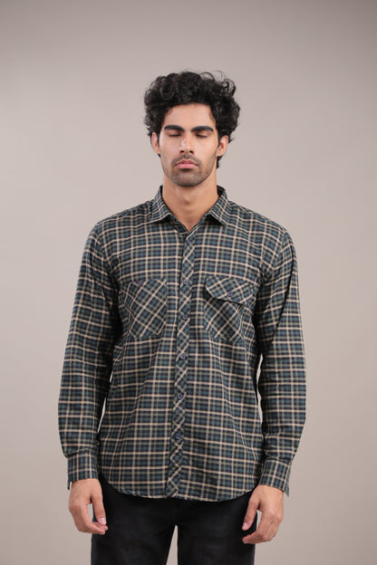 Manthan – Checkered Shirt (Dark Green)