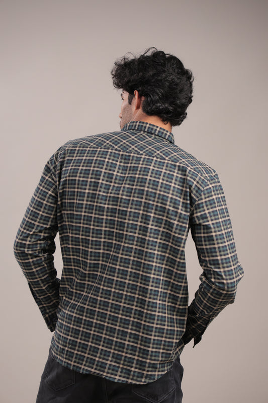 Manthan – Checkered Shirt (Dark Green)
