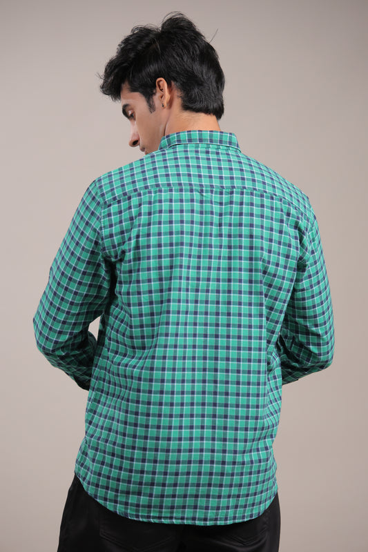 Manthan – Checkered Shirt (Green-Blue)