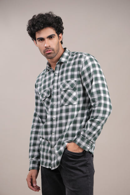 Manthan – Checkered Shirt (Green-White)