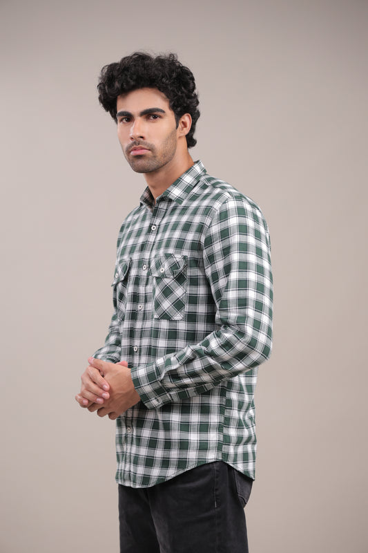 Manthan – Checkered Shirt (Green-White)