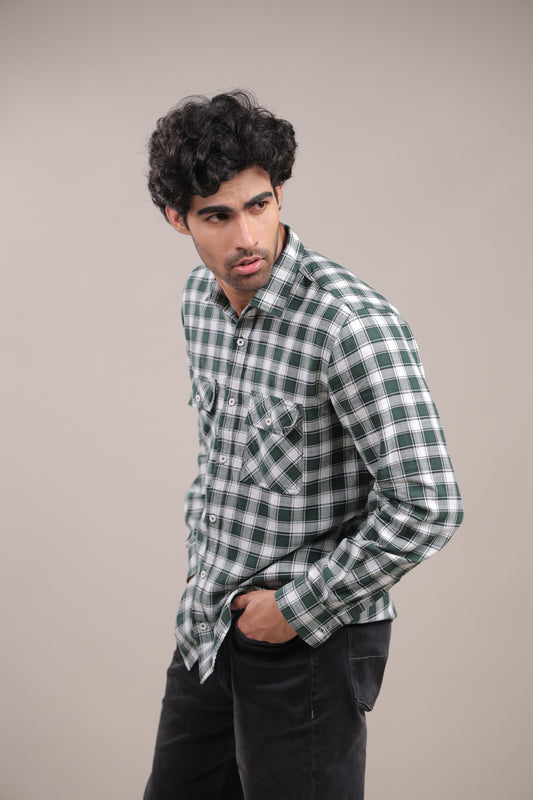 Manthan – Checkered Shirt (Green-White)