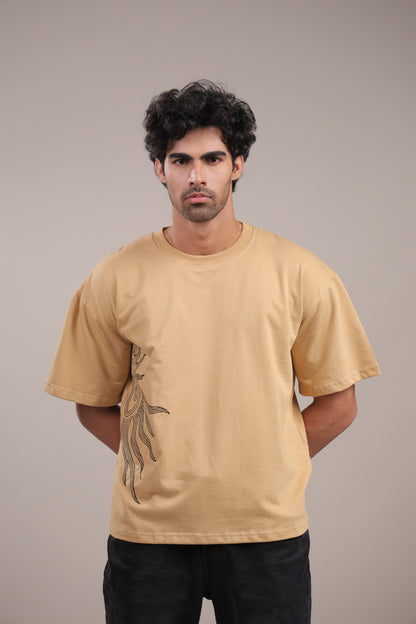 Sutra – Cream Embroidered T-Shirt