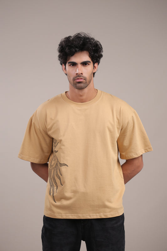 Sutra – Cream Embroidered T-Shirt
